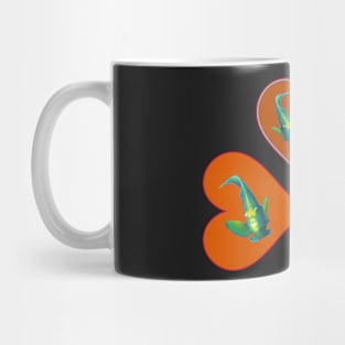 Angelfish | Three hearts in red for a fish in motion | Black background | Mug